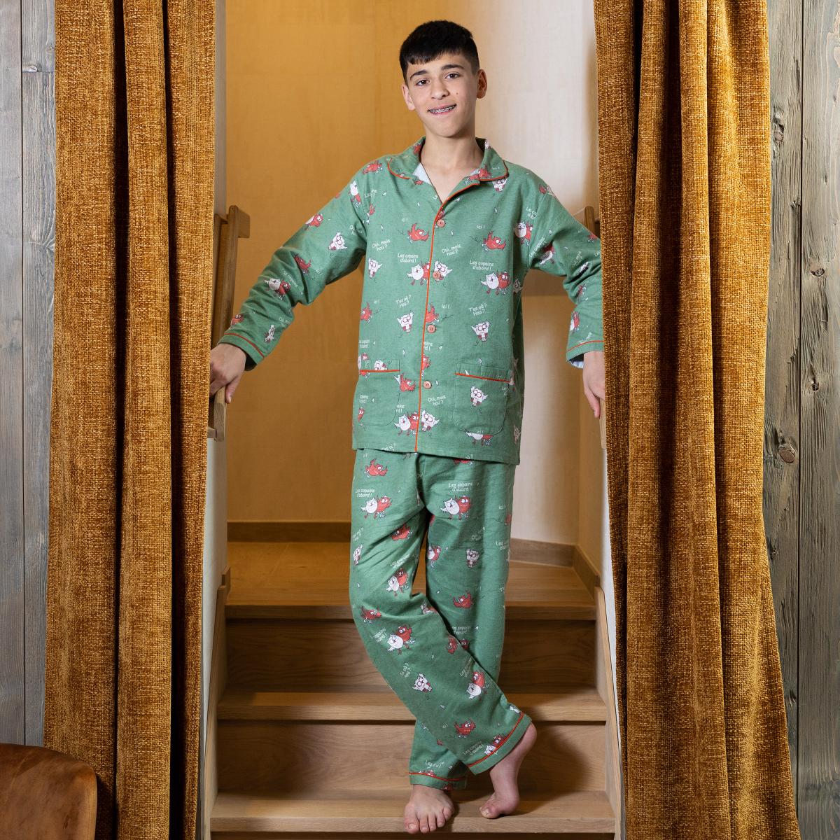 Pyjama flannelle - Kid - Vert Kaki