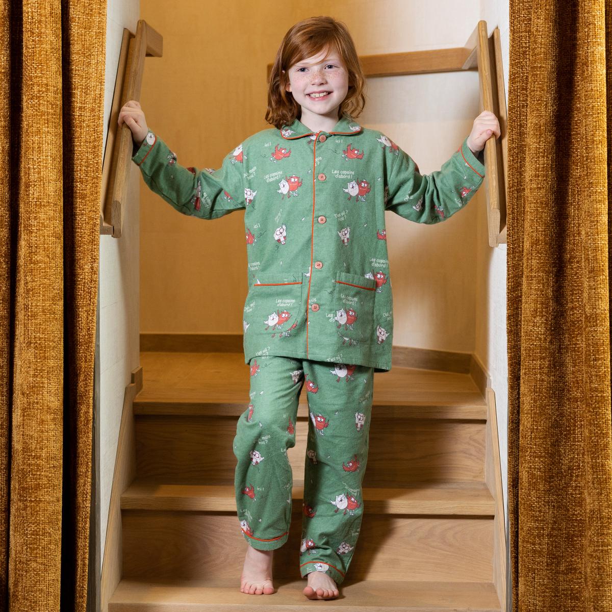 Pyjama flannelle - Kid - Vert Kaki