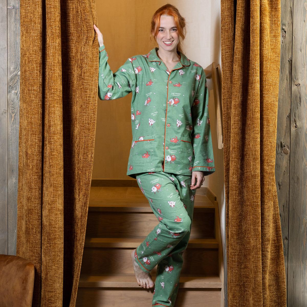 Pyjama flannelle - Femme - Vert Kaki
