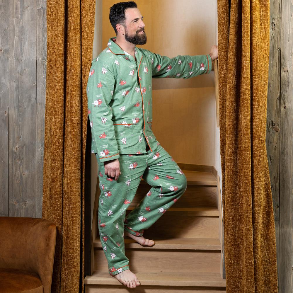 Pyjama flannelle - Homme - Vert Kaki
