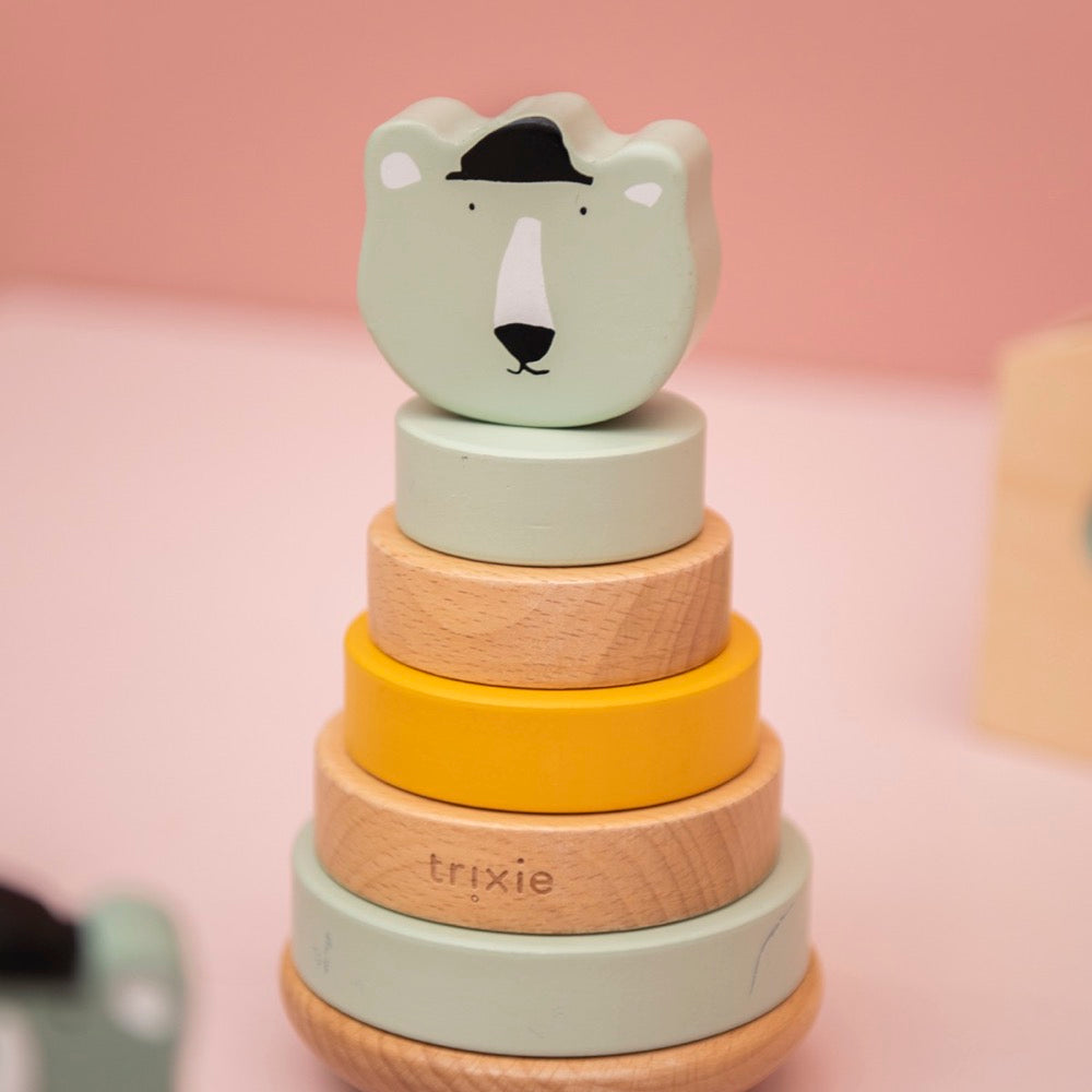 Tour à empiler en bois - Monsieur Ours Polaire