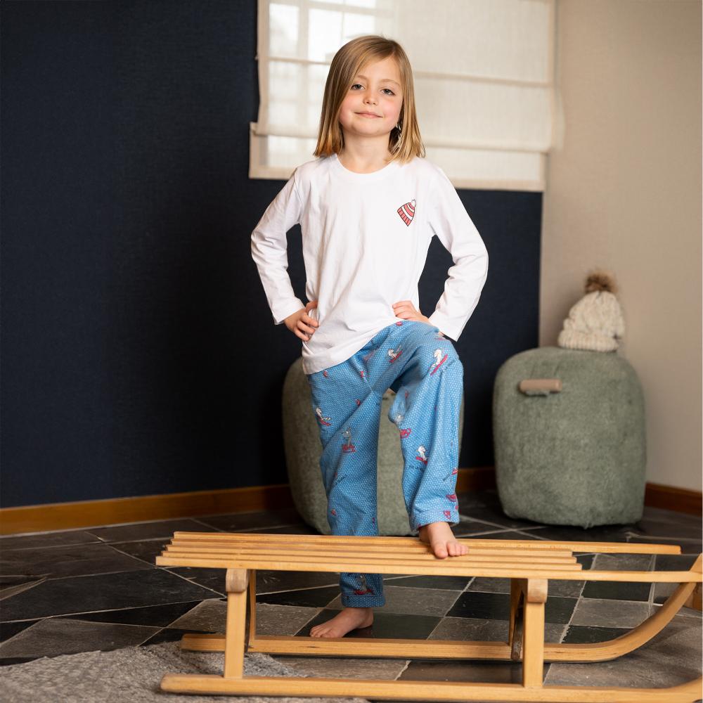 Pyjama flannelle et jersey - Kid - Blanc Et Bleu