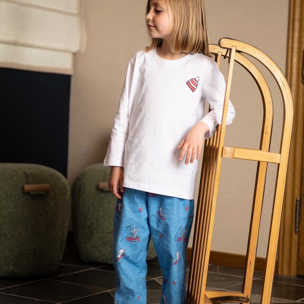 Pyjama flannelle et jersey - Kid - Blanc Et Bleu