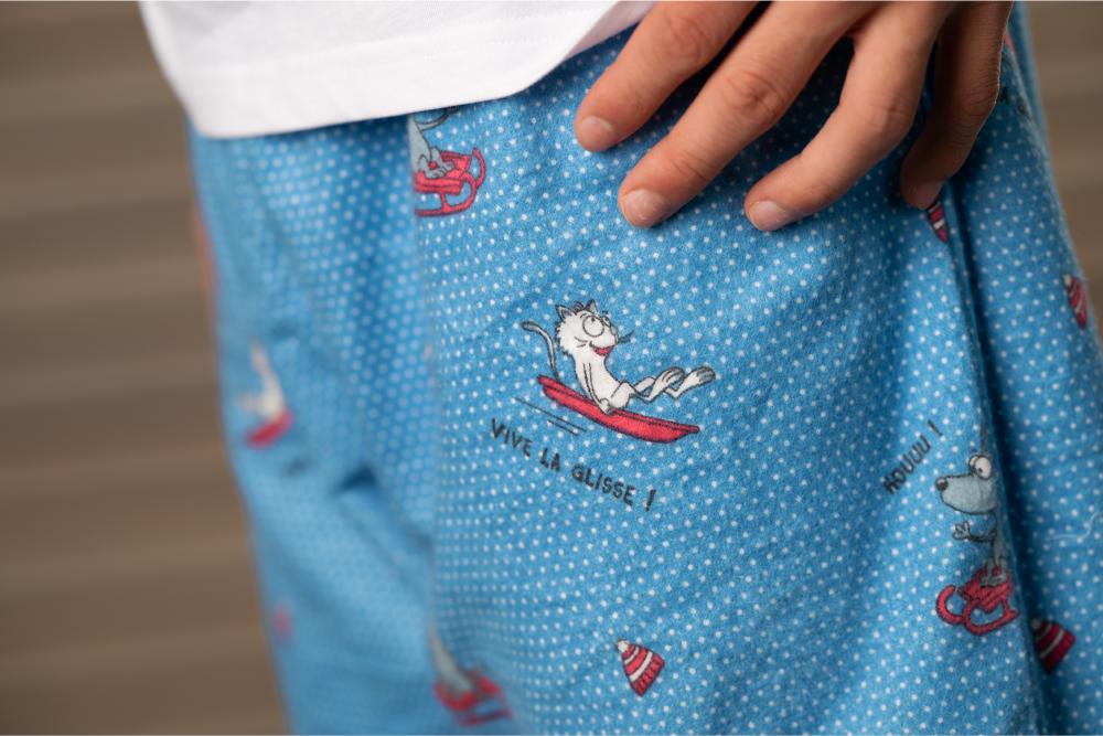 Pyjama flannelle et jersey - Kid - Blanc Et Bleu