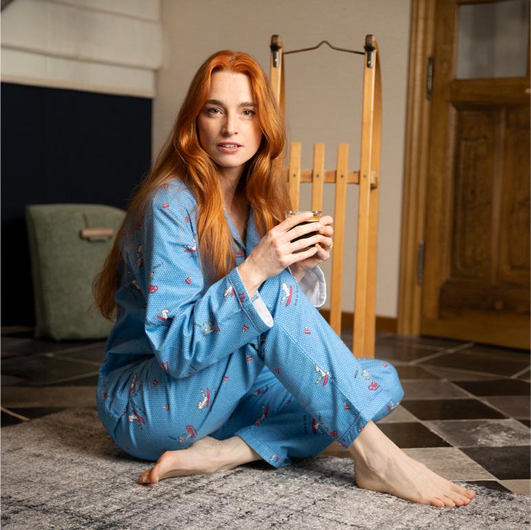 Pyjama flannelle - Femme - Bleu Alaskan