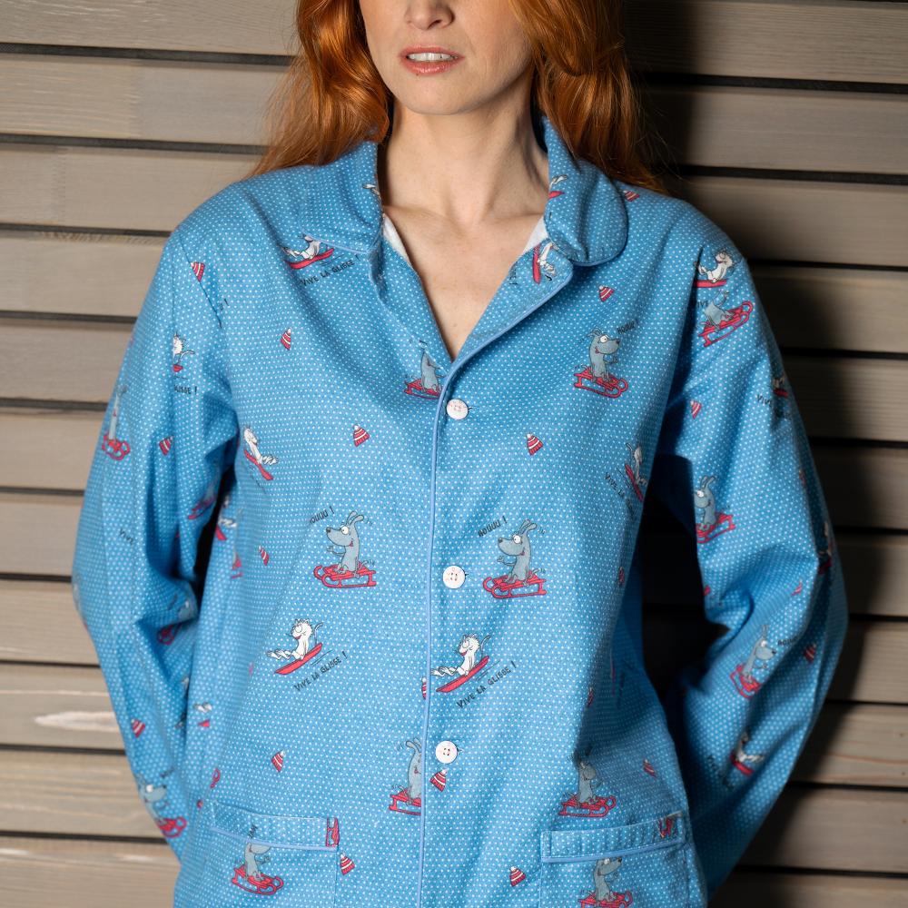 Pyjama flannelle - Femme - Bleu Alaskan