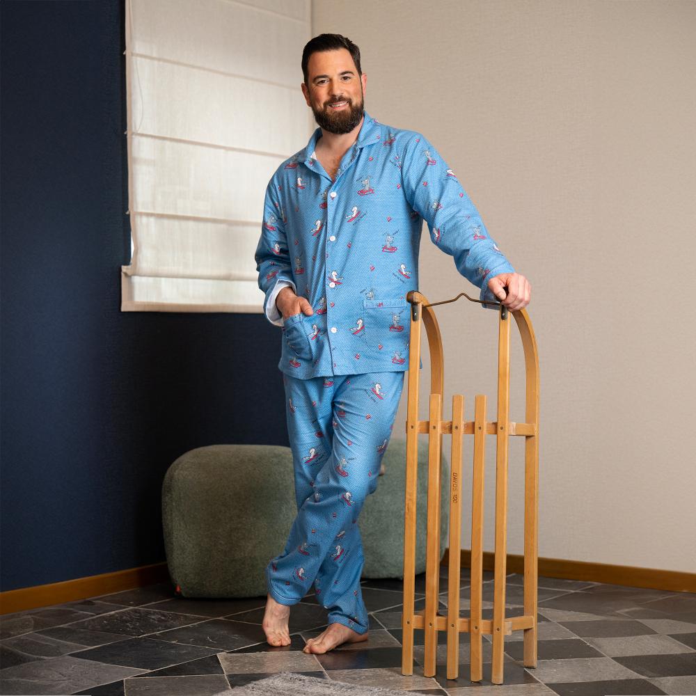 Pyjama flannelle - Homme - Bleu Alaskan