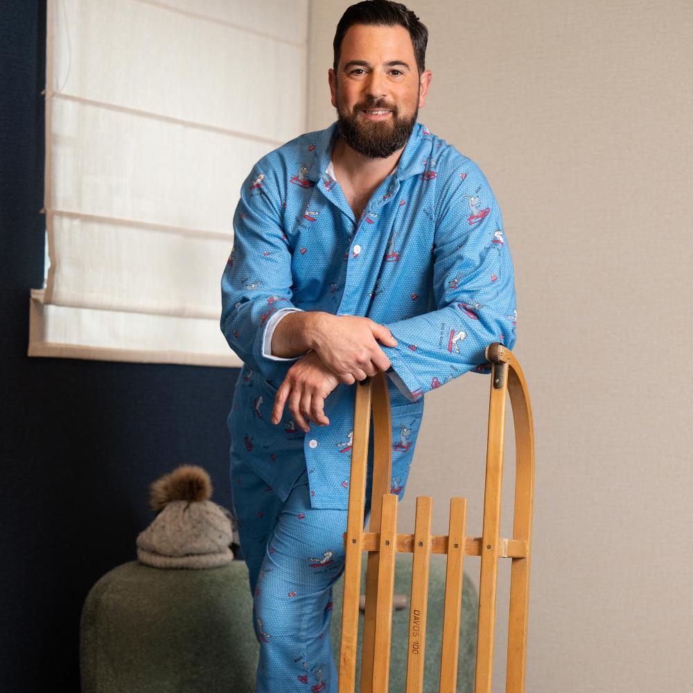 Pyjama flannelle - Homme - Bleu Alaskan