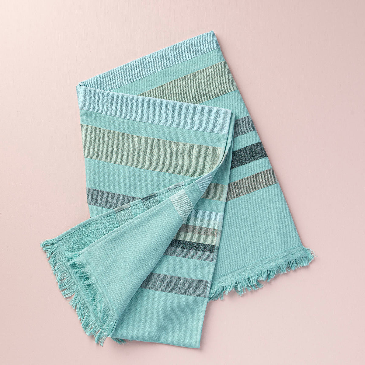 Mia Zia - Linge de Plage Haut de Gamme – Serviette Fouta – Le Thème “Tipy” fond Aqua
