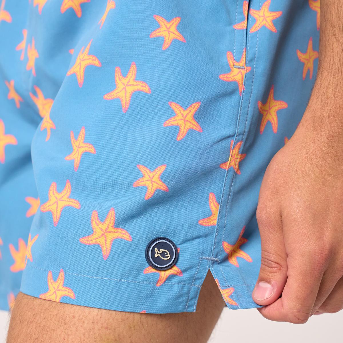 Short de bain fantaisie - Bleu ciel et jaune