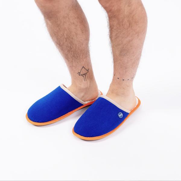 Chaussons en velours côtelé - Bleu électrique