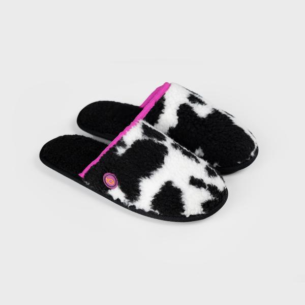 Chaussons en sherpa - Noir et blanc