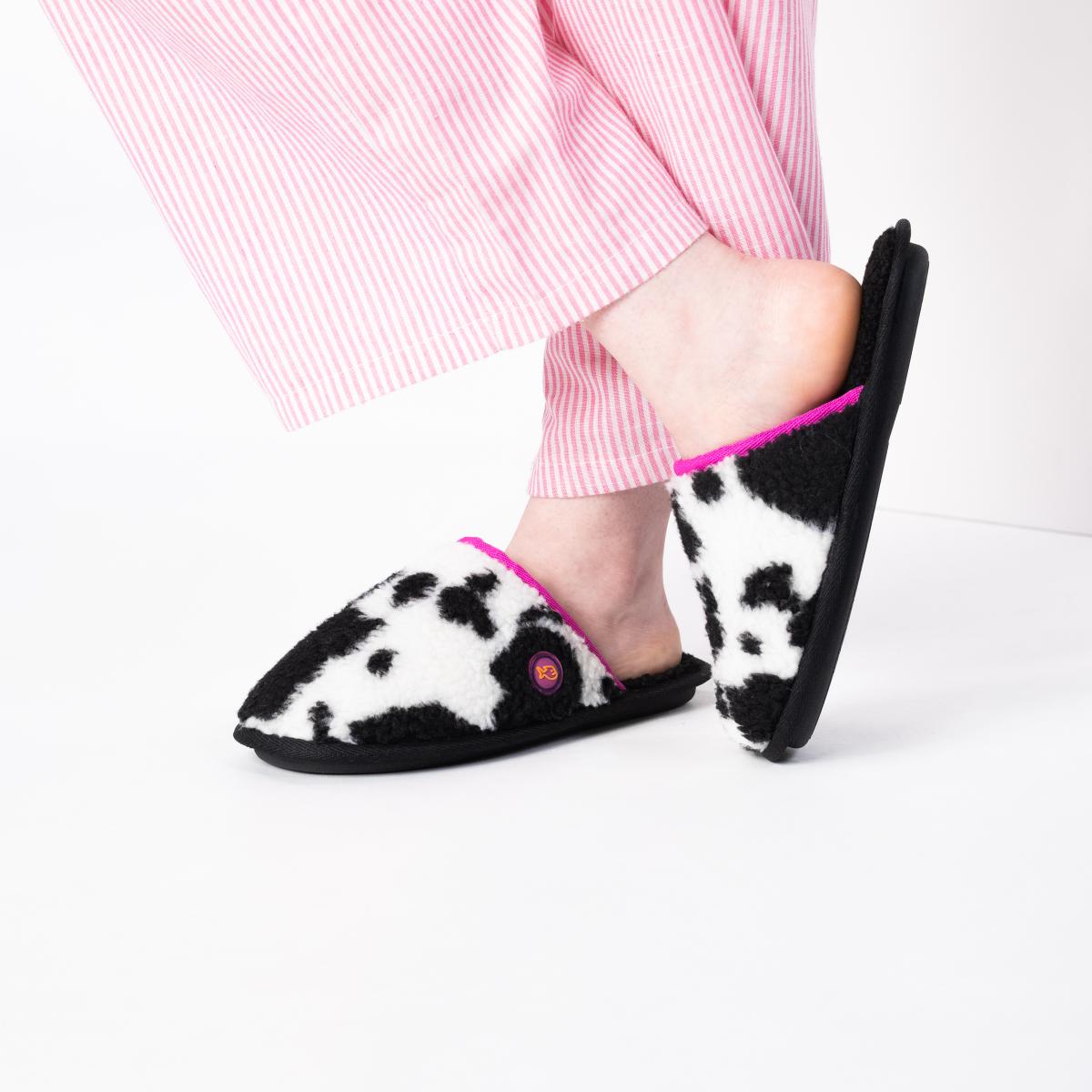 Chaussons en sherpa - Noir et blanc
