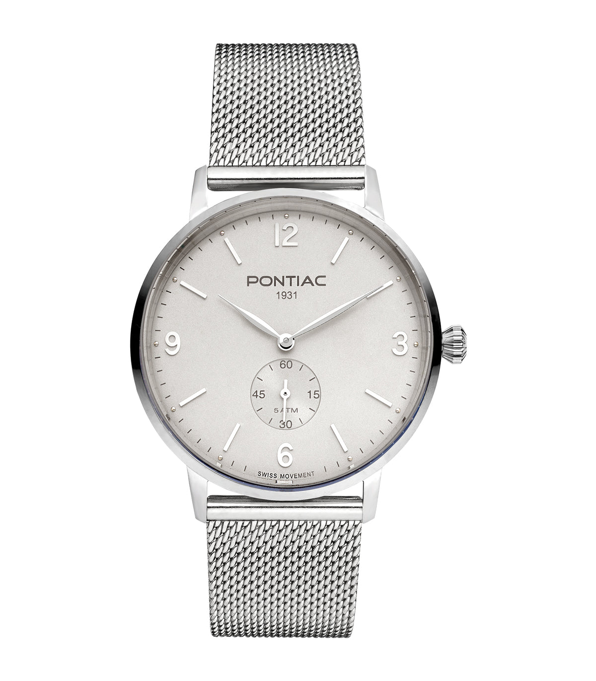 Pontiac - Arthur - Man - Bracelet Argenté - Cadran Gris - Boitier Argenté