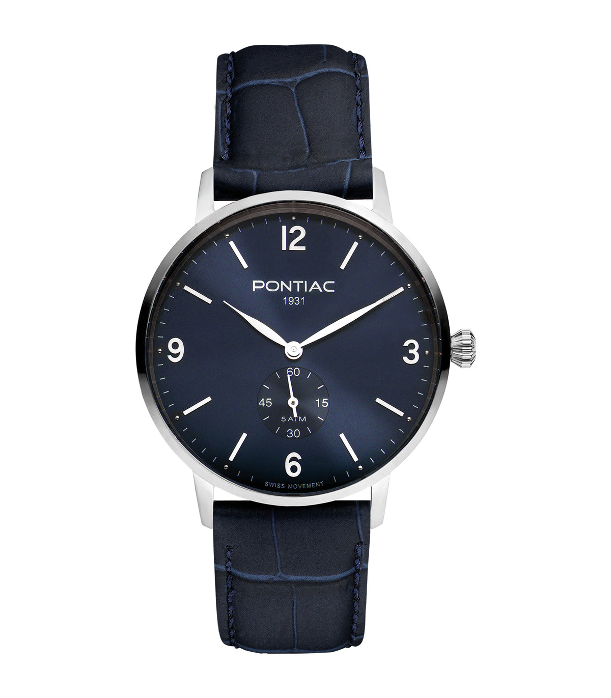 Pontiac - Arthur - Man - Bracelet Bleu - Cadran Bleu - Boitier Argenté