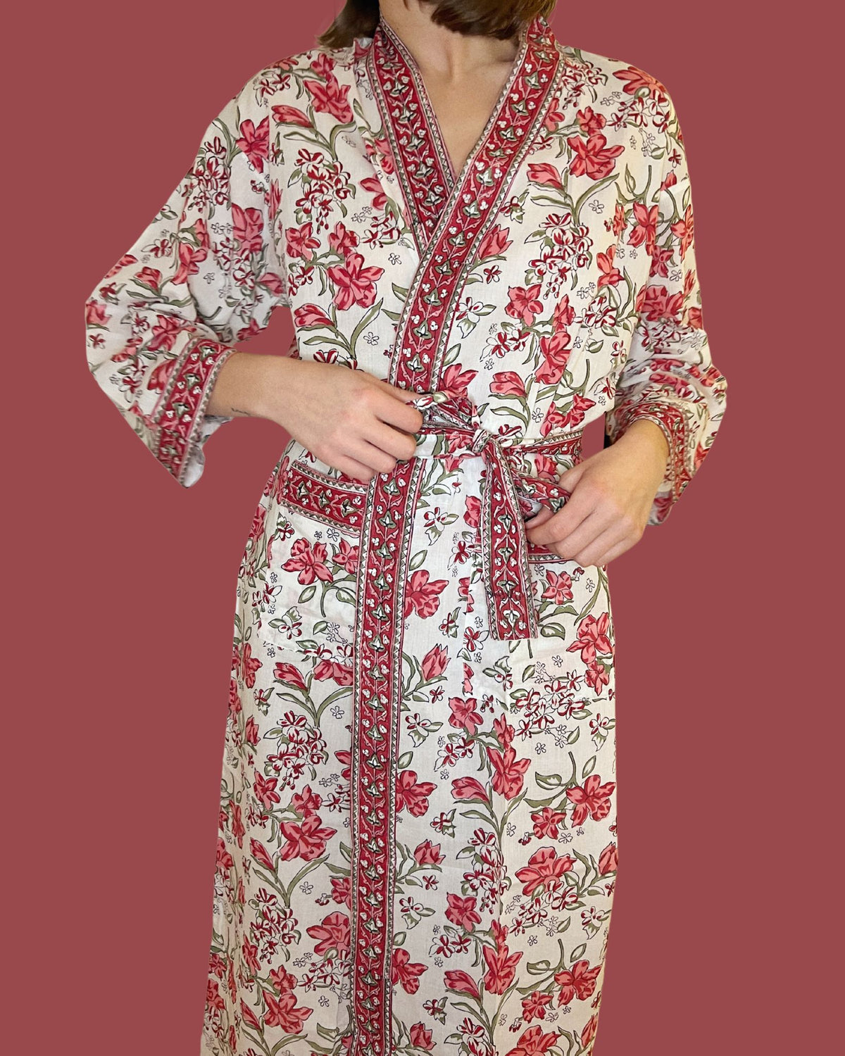 Kimono Madras Blanc en voile de coton