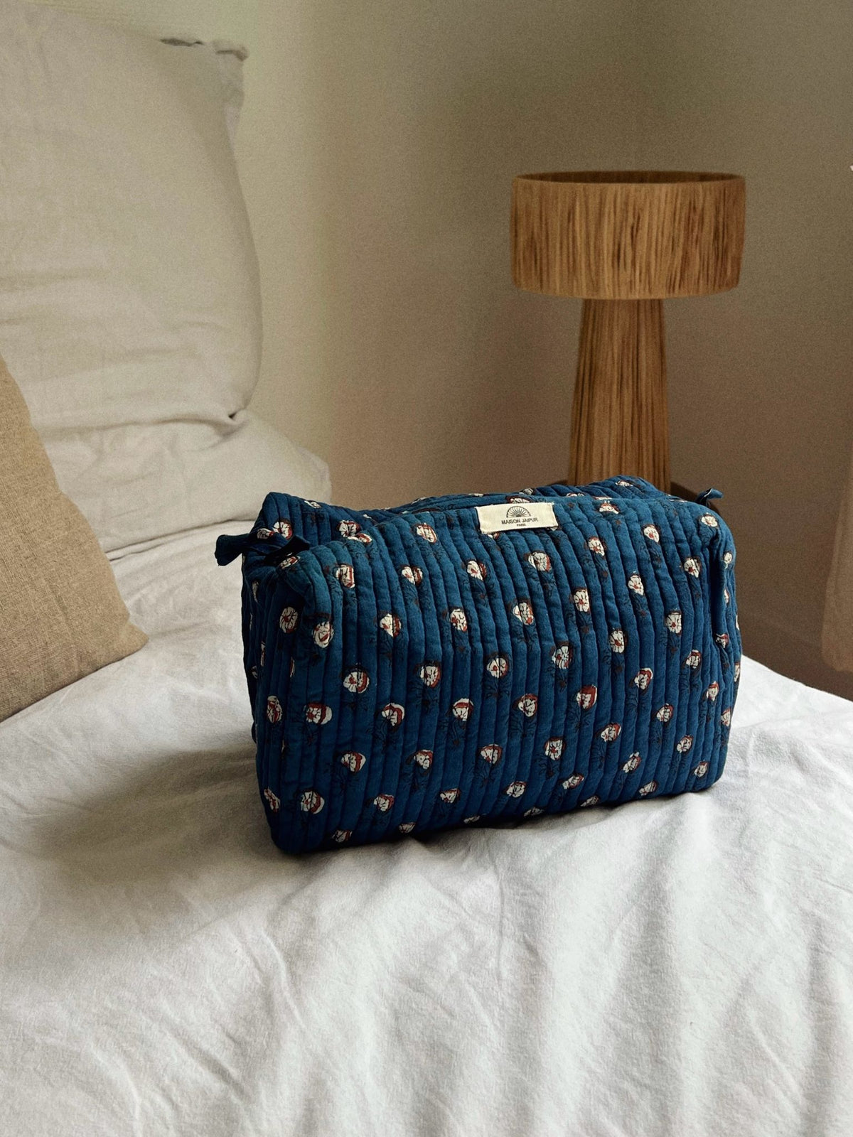 Pouch Delhi L Bleu en voile de coton