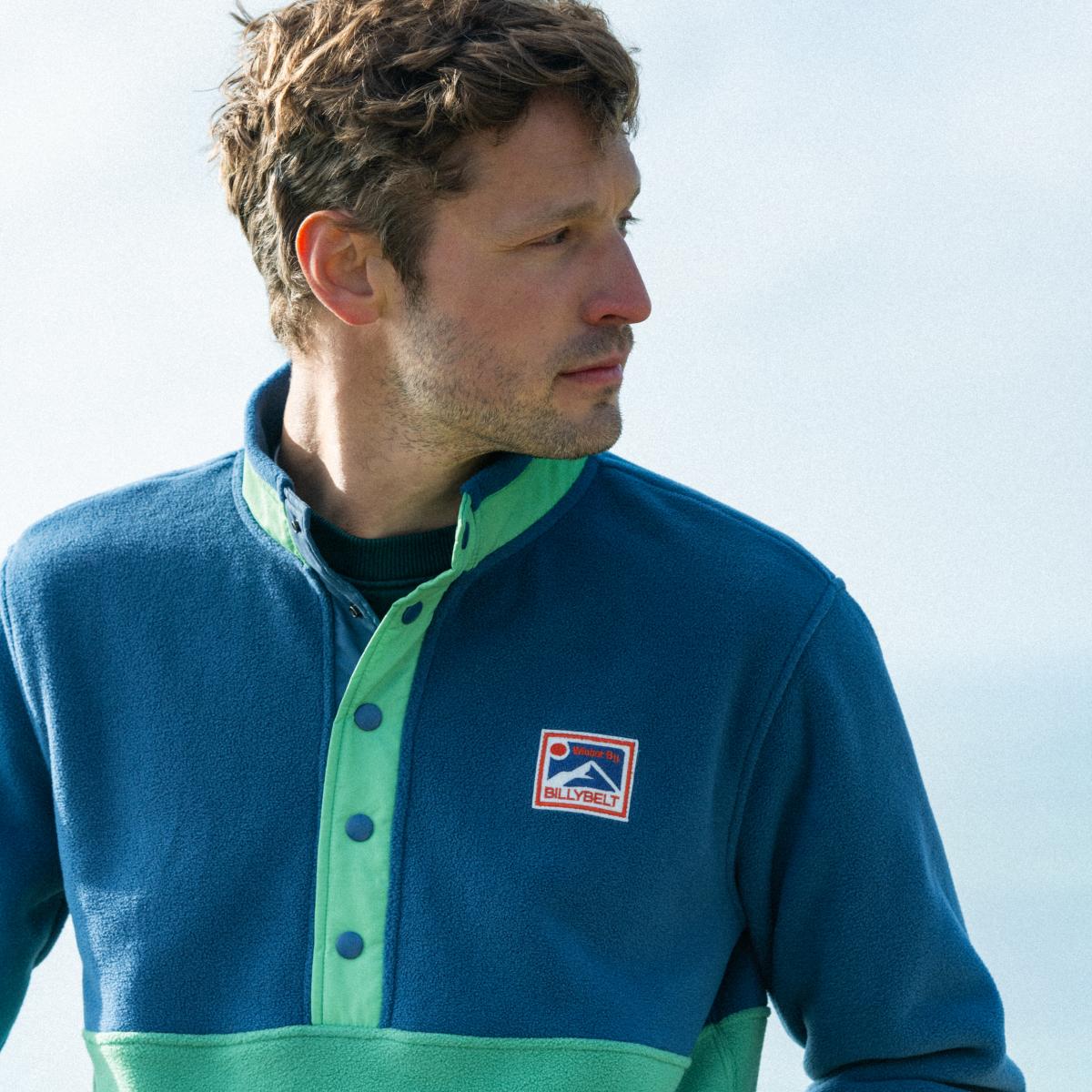 Sweat en polaire - Marine et vert - Bleu