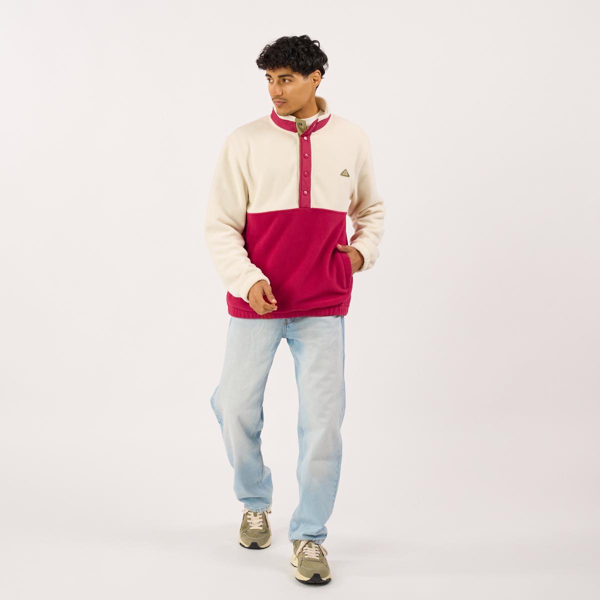 Sweat en polaire - Blanc et bordeaux