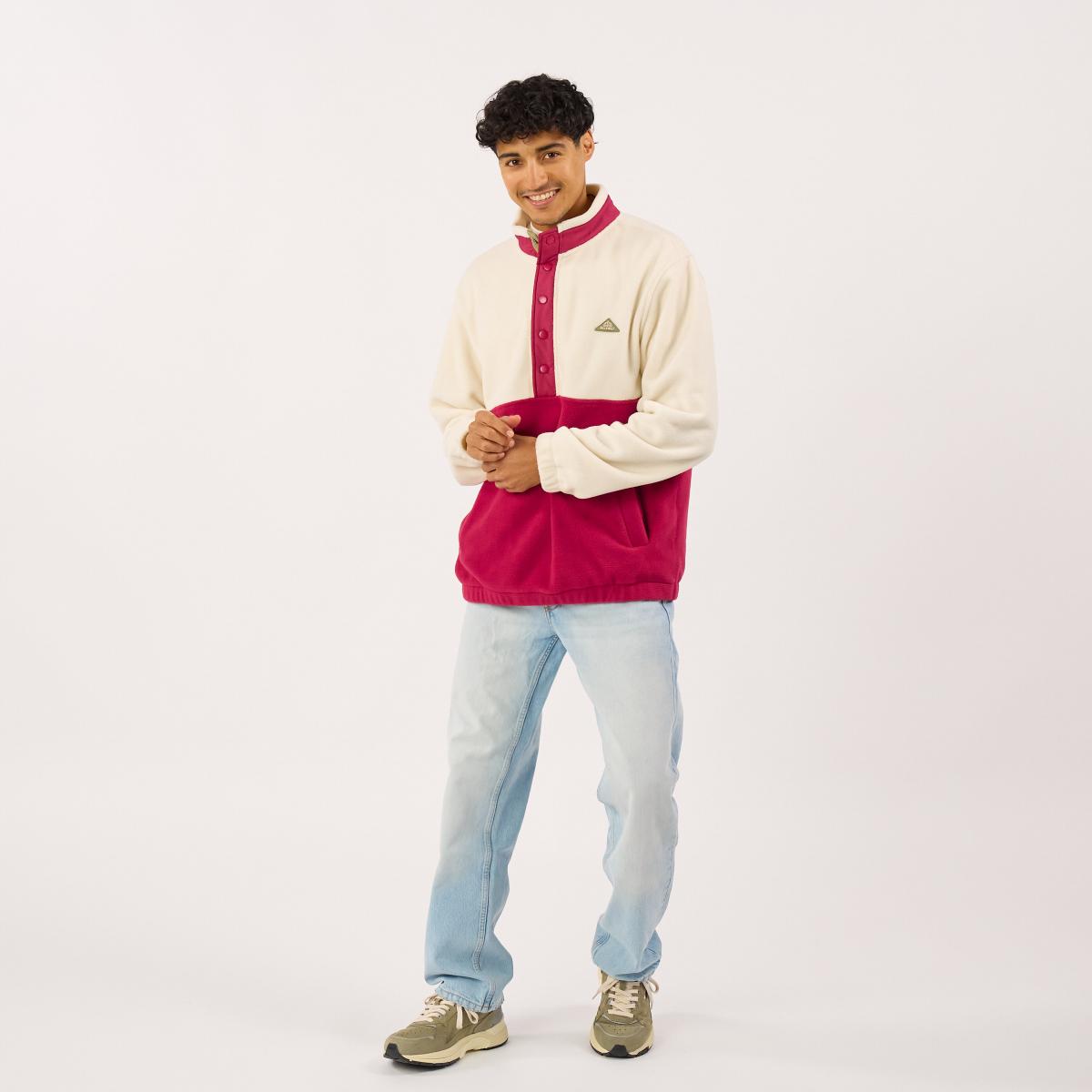 Sweat en polaire - Blanc et bordeaux