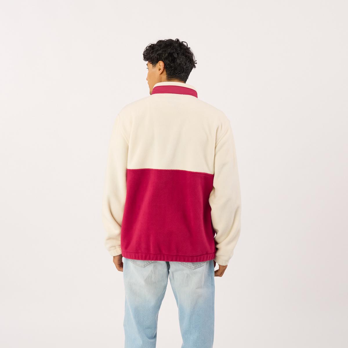 Sweat en polaire - Blanc et bordeaux