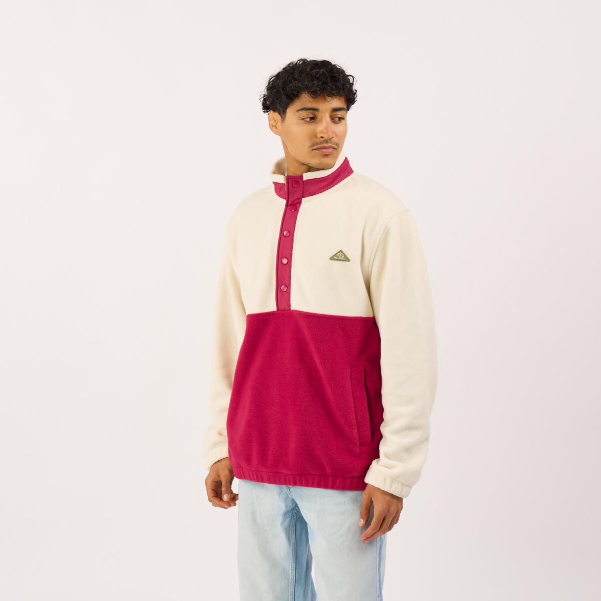 Sweat en polaire - Blanc et bordeaux
