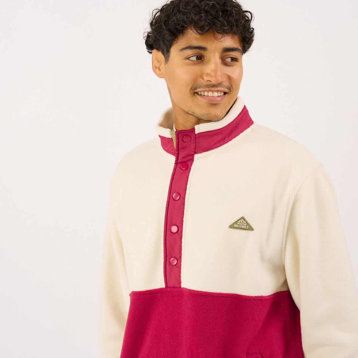 Sweat en polaire - Blanc et bordeaux