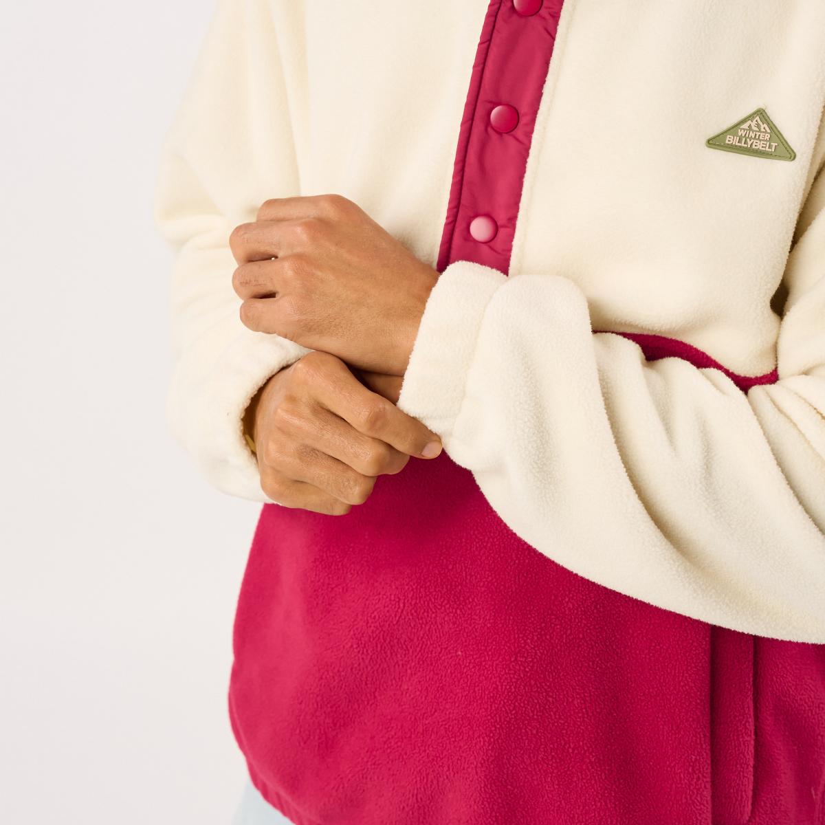 Sweat en polaire - Blanc et bordeaux