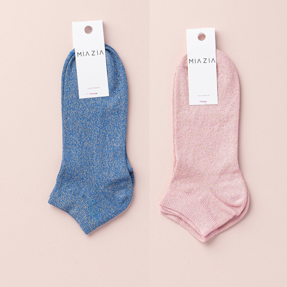 Mia Zia - Pack de 2 paires de chaussettes Sneakers glitter Blue & Pink