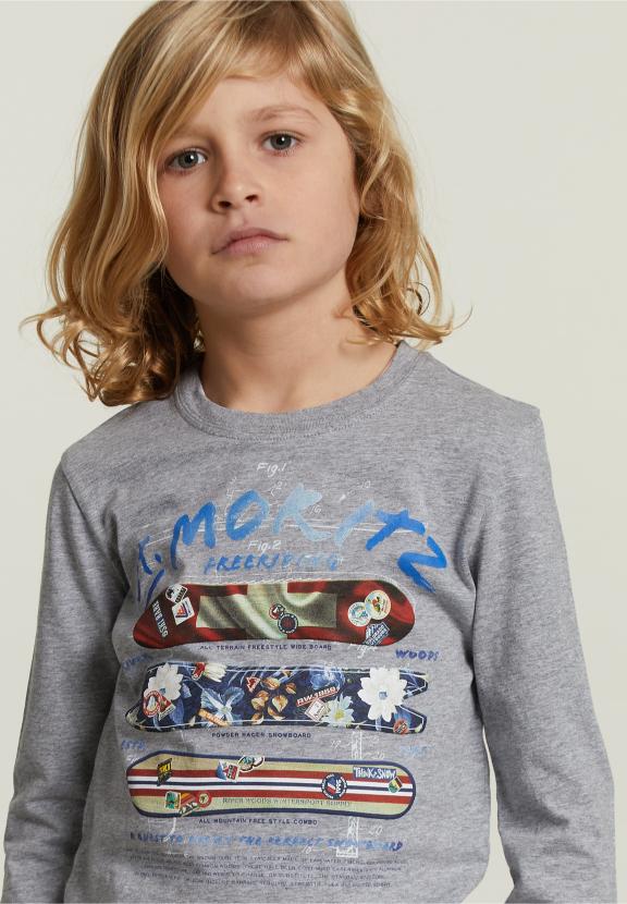 Cotton Fantasy T-Shirt Pinguin Mix - Gris