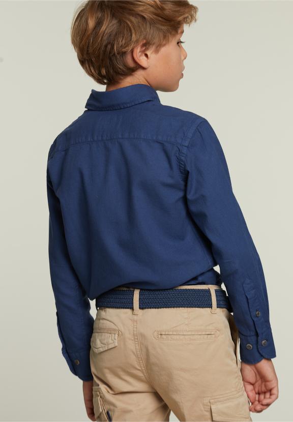 Custom Fit Cotton Shirt Dark City Blue - Bleu