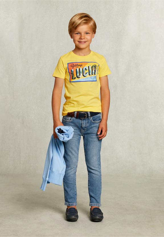 Normal Fit Basic T-Shirt In Butterfly - Jaune