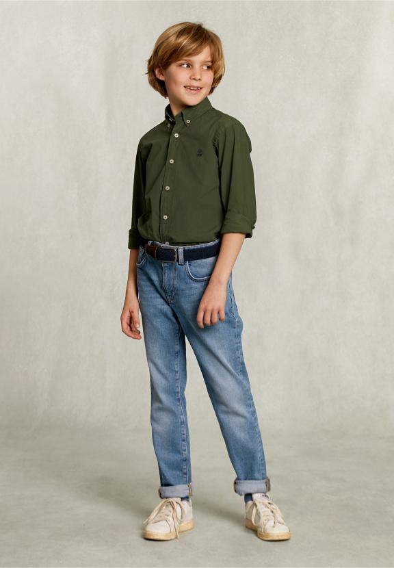 Custom Fit Poplin Shirt Tea - Kaki