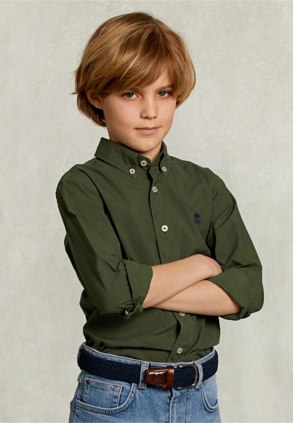 Custom Fit Poplin Shirt Tea - Kaki