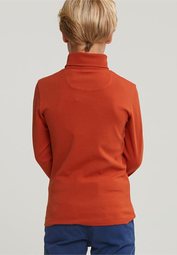 Cotton Roll Neck T-Shirt Long Sleeves Sunset - Orange