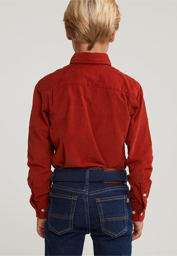 Custom Fit Corduroy Shirt Sunset - Orange