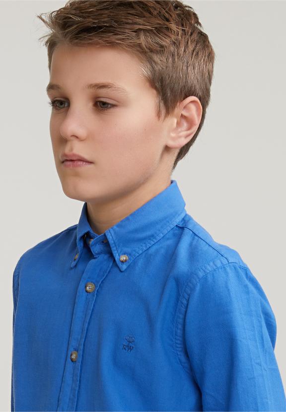 Custom Fit Cotton Shirt Crown Blue - Bleu
