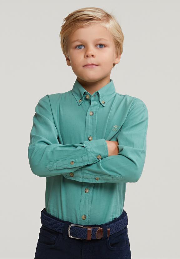 Custom Fit Cotton Shirt Newland - Vert