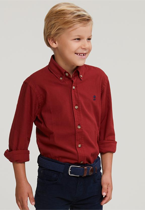 Custom Fit Cotton Shirt Red Maple - Rouge