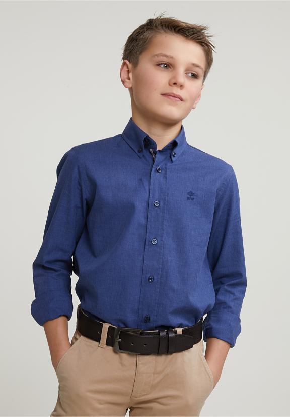 Custom Fit Uni Shirt Blue - Bleu