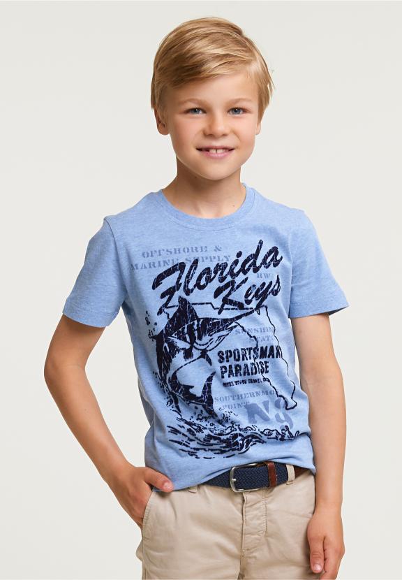 Normal Fit Basic T-Shirt Short Sleeves Seashore Mix - Bleu