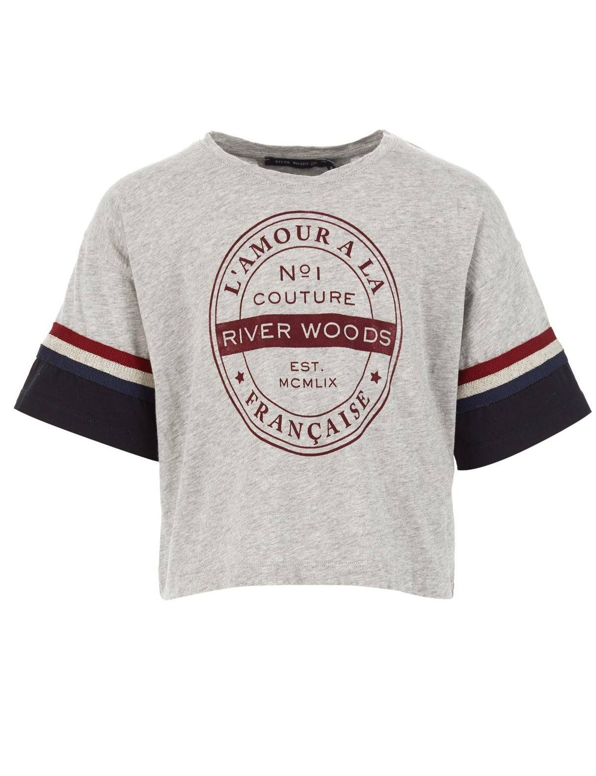 Loose Striped T-Shirt In Grey - Gris