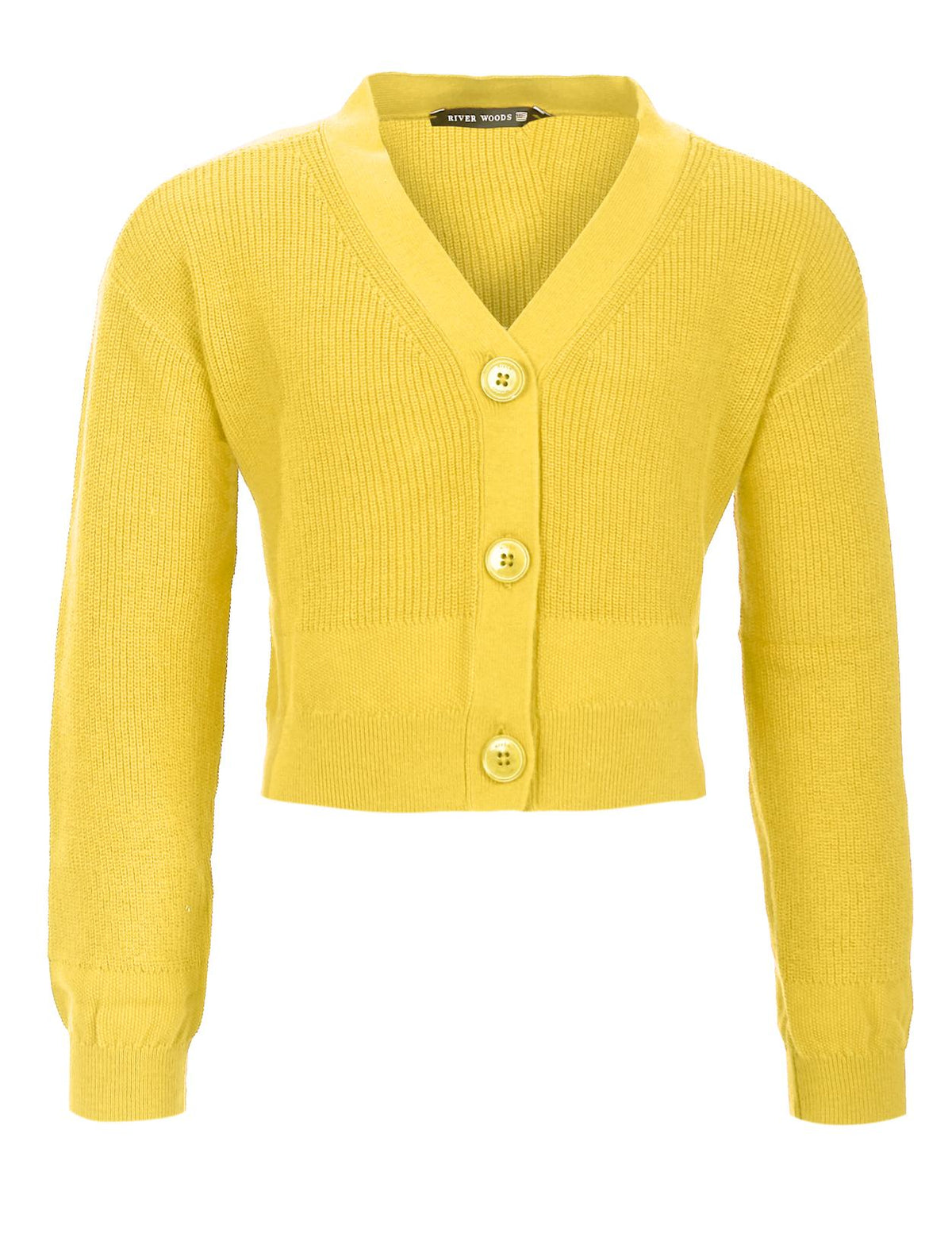 Short Yellow V-Neck Cardigan - Jaune