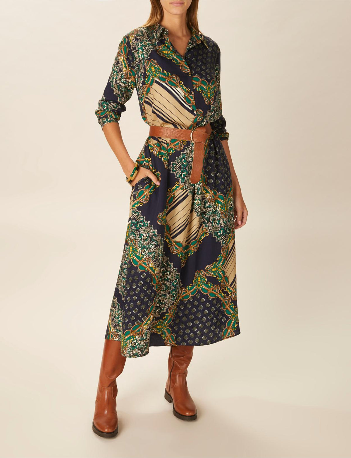 Long Viscose Dress In Blue - Bleu