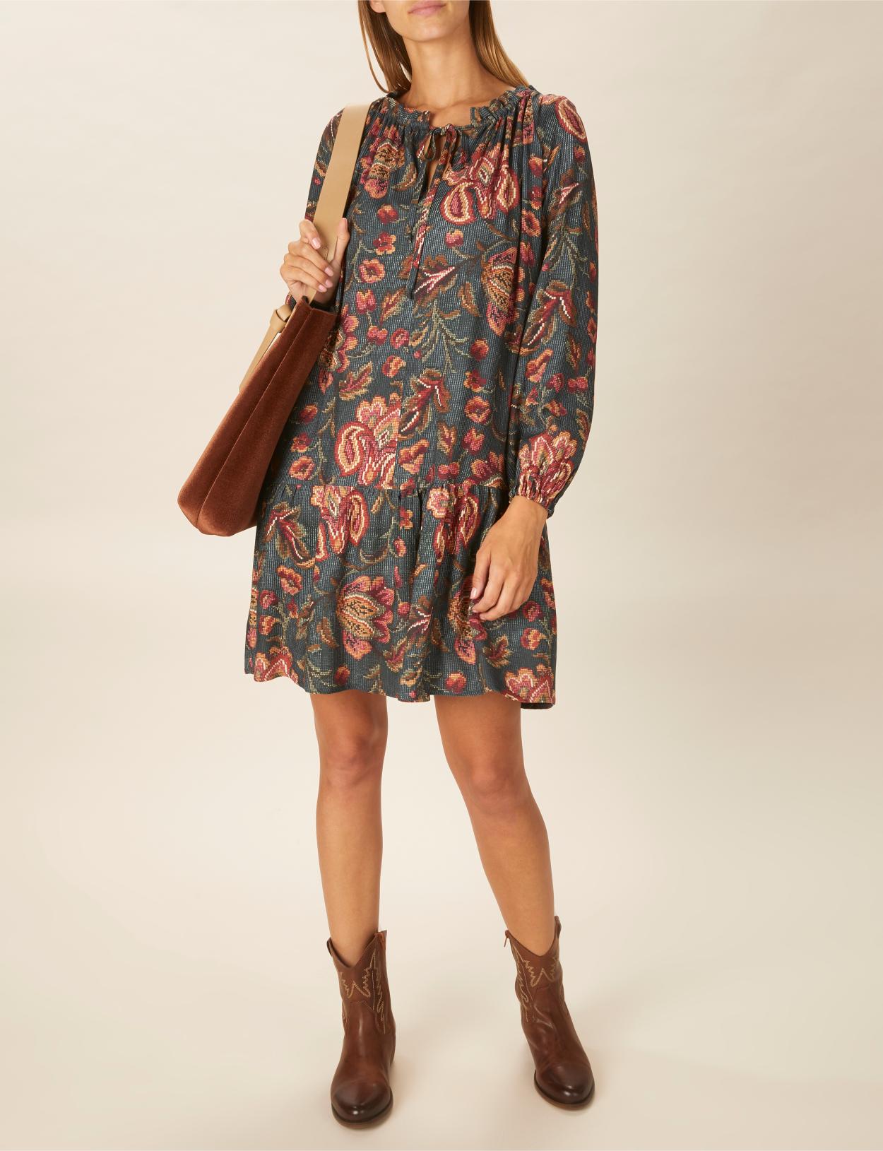 Loose Viscose Dress In Green - Vert