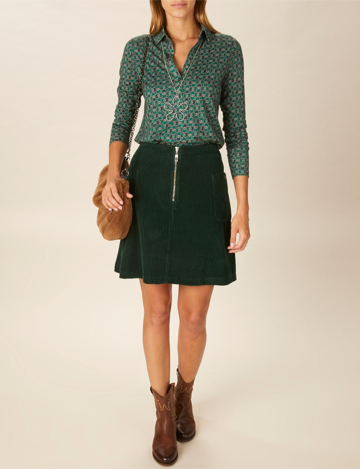 Long Sleeve Polo T-Shirt In Green - Vert