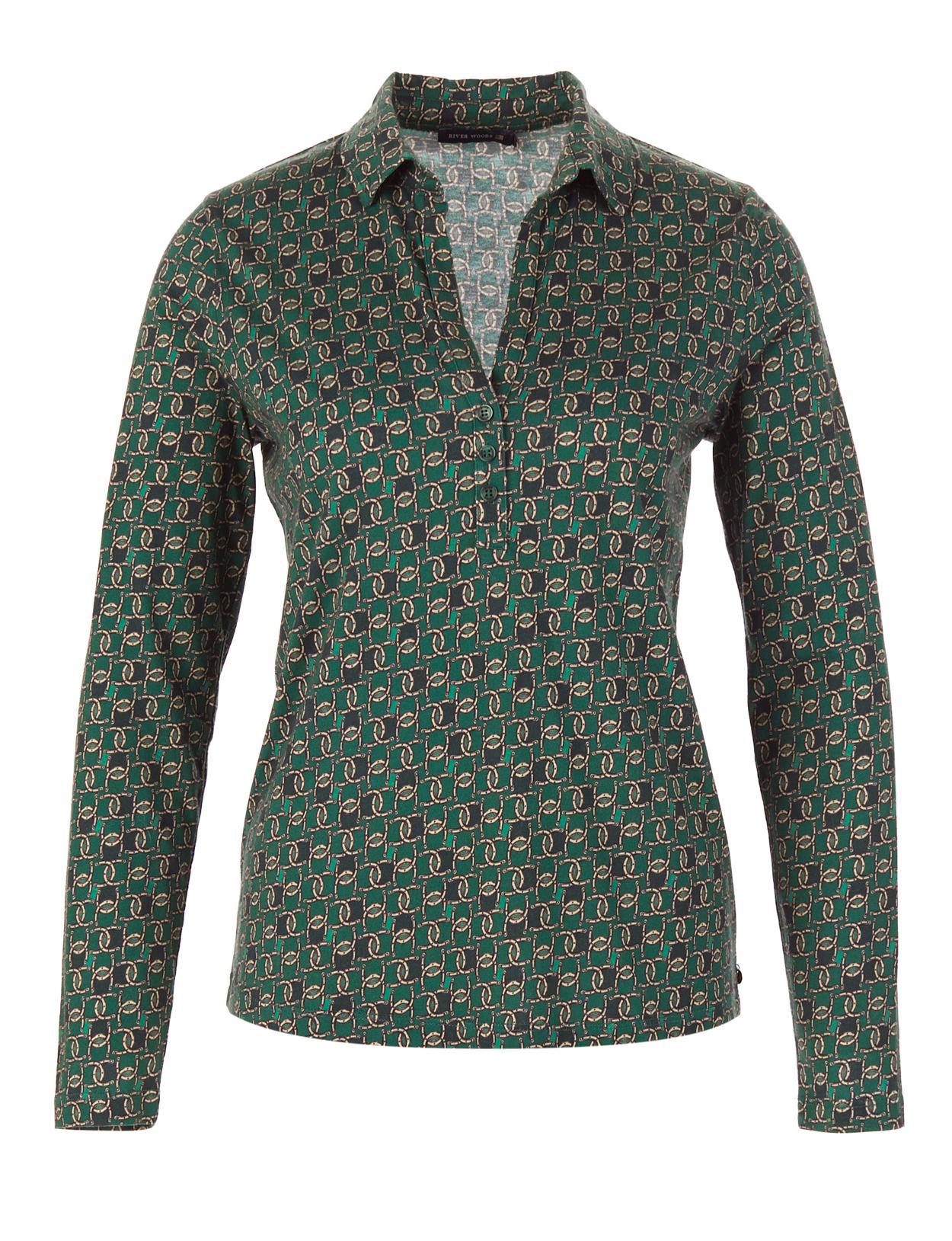 Long Sleeve Polo T-Shirt In Green - Vert