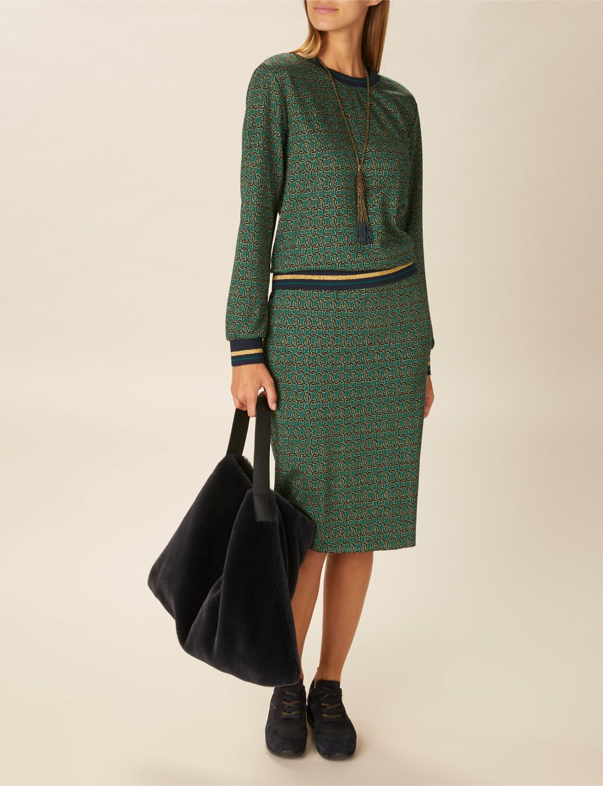 Skirt With Glitter Details In Green - Vert