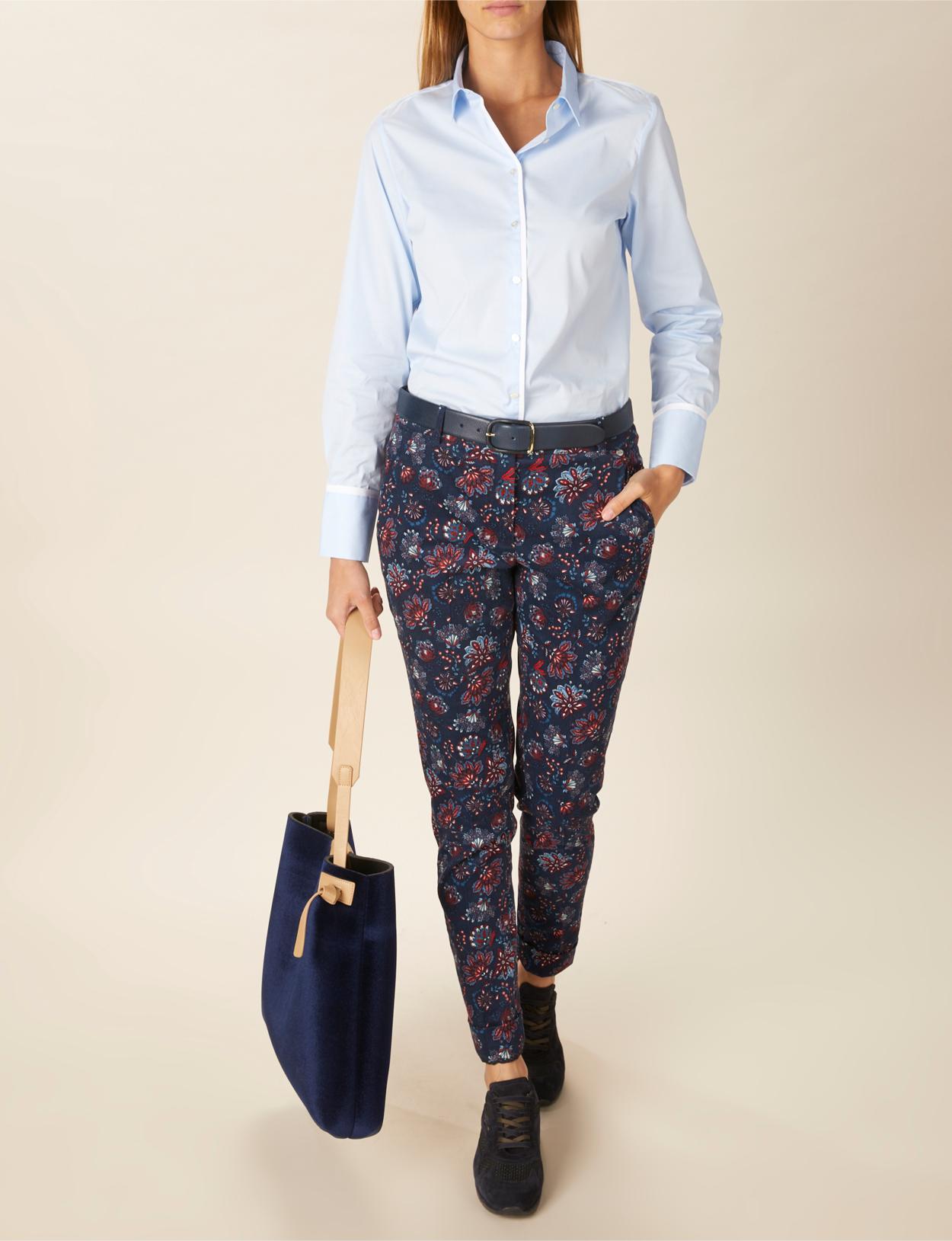 Cotton Chino Pants In Blue - Bleu