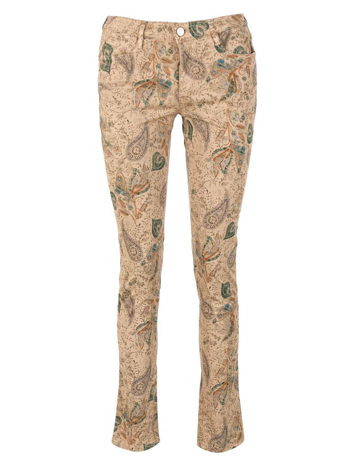 Cotton Fitted Pants In Beige - Marron